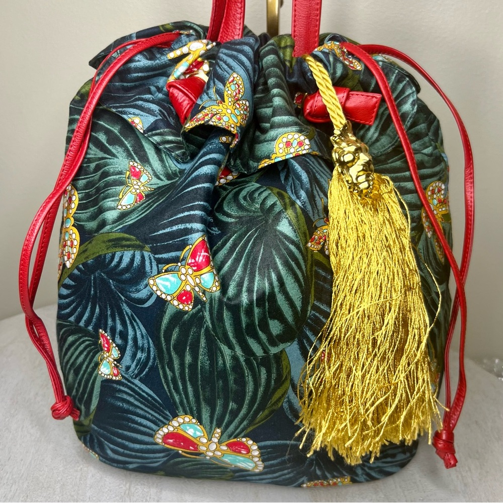 Bottega Veneta Butterfly Rainforest Drawstring Tassel Bucket Bag - Vintage - Picture 8 of 16
